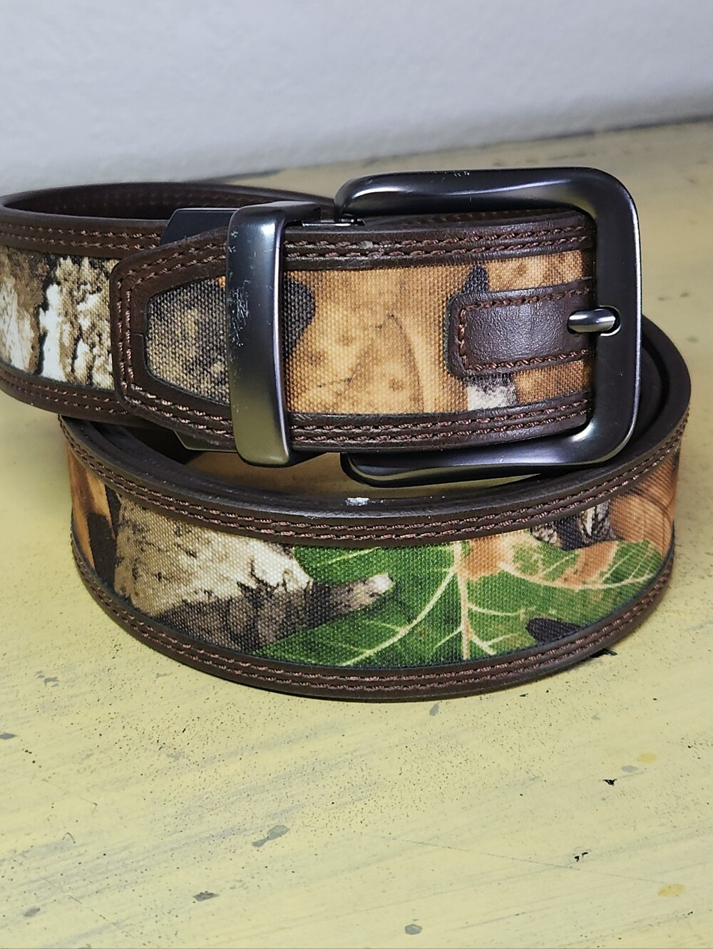 Men's Real Tree Camo Leather Belt – Size L / XL